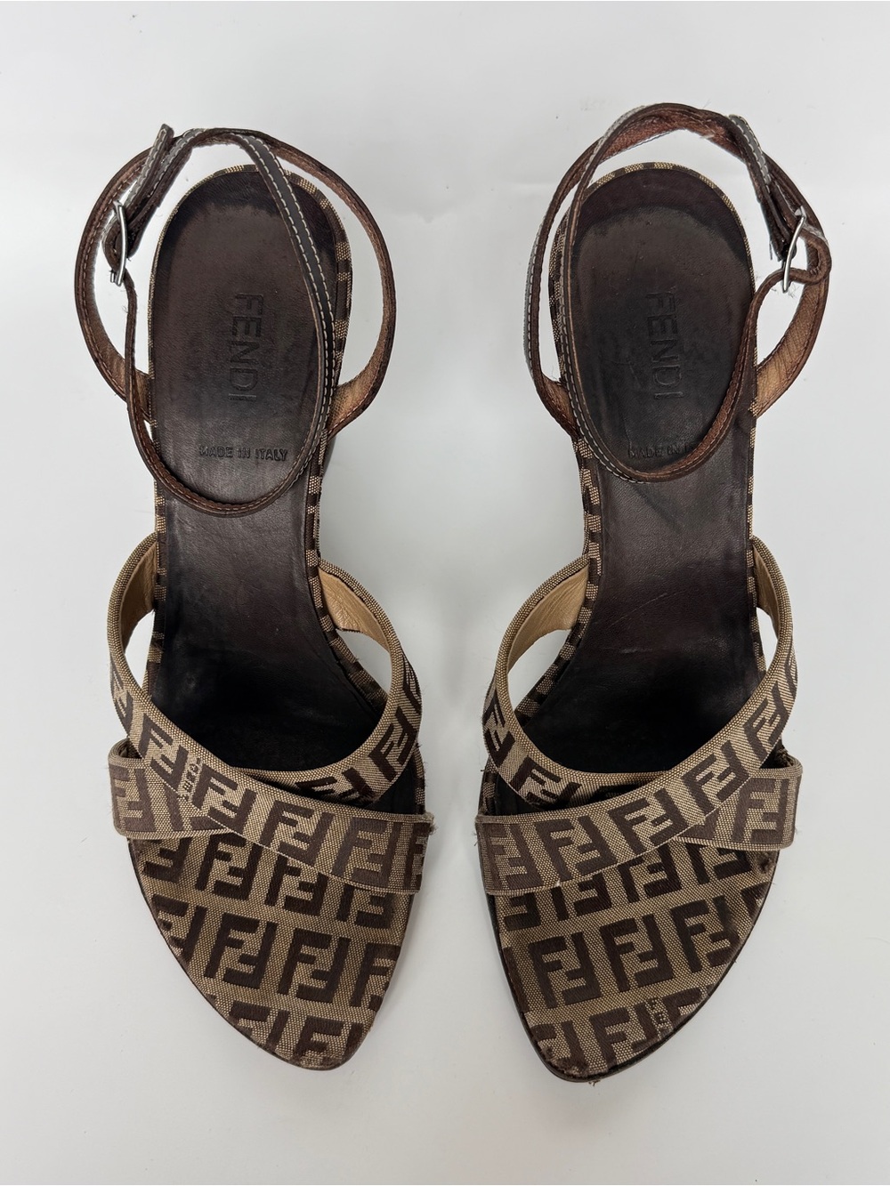 Vintage Fendi Zucchino wedge heels, size 37